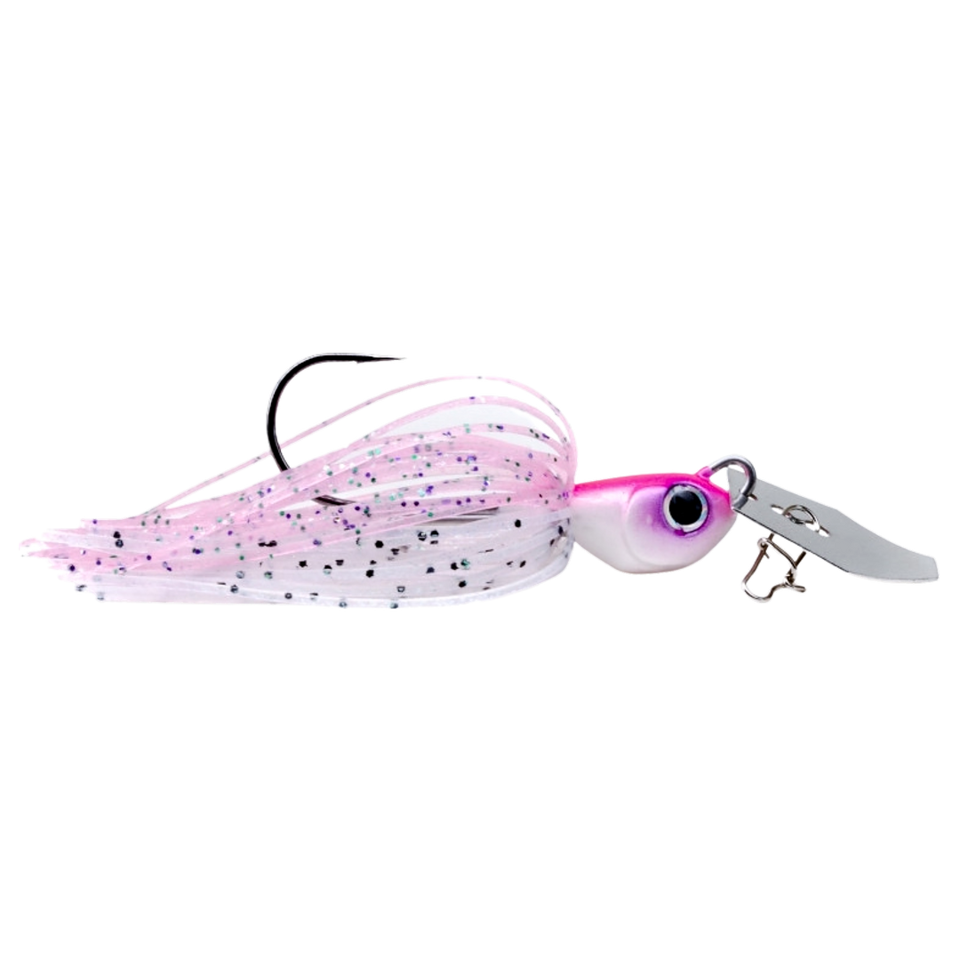 Noike Tiny Kaishin ChatterBlade 7g Pink Shad sivulta, pää oikealla