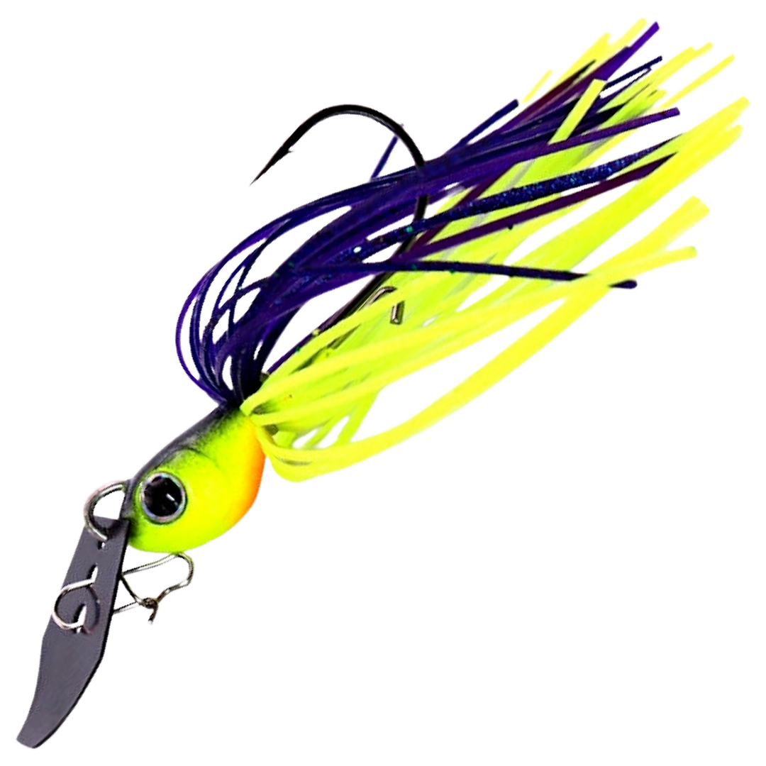 Noike Tiny Kaishin ChatterBlade 7g, väri Purple/Chart: keltavihreä pää, violetti ja keltainen helma, tumma lapa