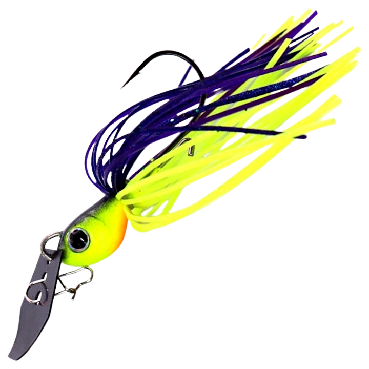 Noike Tiny Kaishin ChatterBlade 7g, väri Purple/Chart: keltavihreä pää, violetti ja keltainen helma, tumma lapa