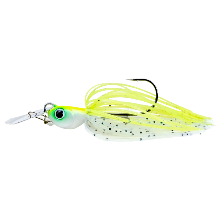 Noike Tiny Kaishin ChatterBlade 7g White Chartreuse sivulta, pää vasemmalla