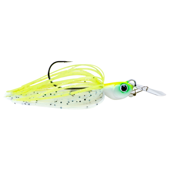 Noike Tiny Kaishin ChatterBlade 7g White Chartreuse sivulta, pää oikealla