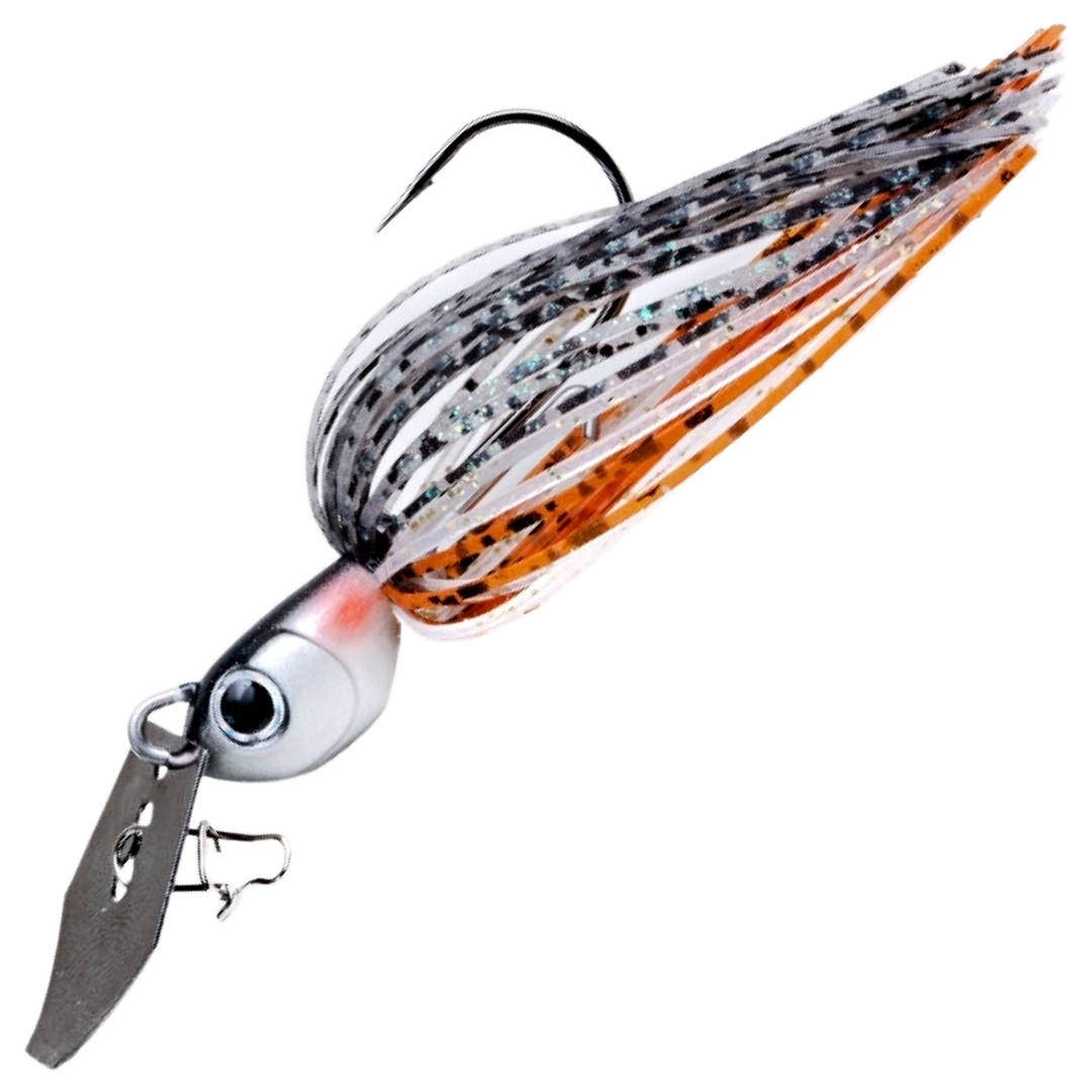 Noike Tiny Kaishin ChatterBlade 7g, väri Young Perch: hopeinen pää, harmaa, oranssi ja musta helma, tumma lapa