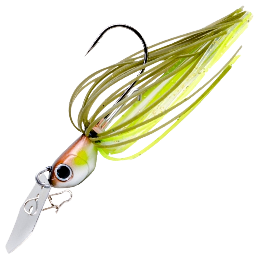 Noike Tiny Kaishin ChatterBlade 9g, väri Chart Ayu: hopeinen pää, oliivinvihreä ja keltainen helma, hopeinen lapa