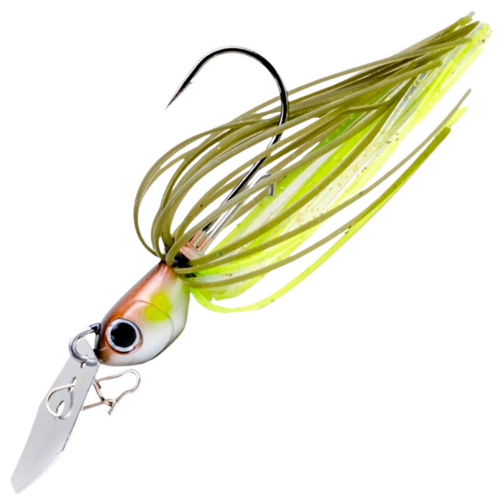 Noike Tiny Kaishin ChatterBlade 9g, väri Chart Ayu: hopeinen pää, oliivinvihreä ja keltainen helma, hopeinen lapa