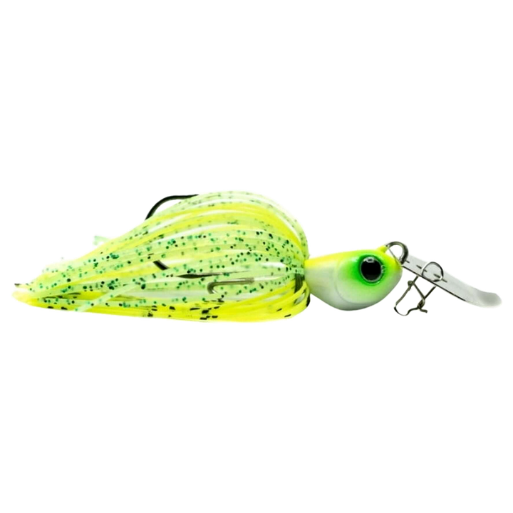 Noike Tiny Kaishin ChatterBlade 9g Lime Chartreuse sivulta, pää oikealla