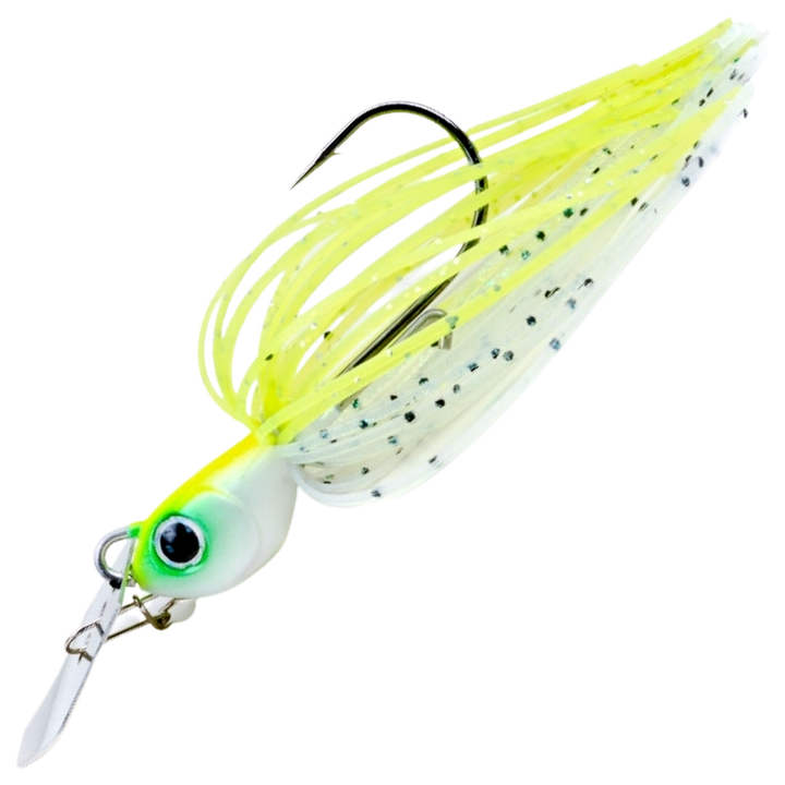 Noike Tiny Kaishin ChatterBlade 9g, väri White Chart: vihreä pää, keltavalkoinen helma, mustat pilkut, hopeinen lapa