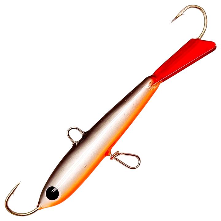 Pilkkipaja Kapten Levypyrstö Tasapaino 83mm 21g, väri OR-MU: tumma selkä, valkoinen kylki, oranssi vatsa