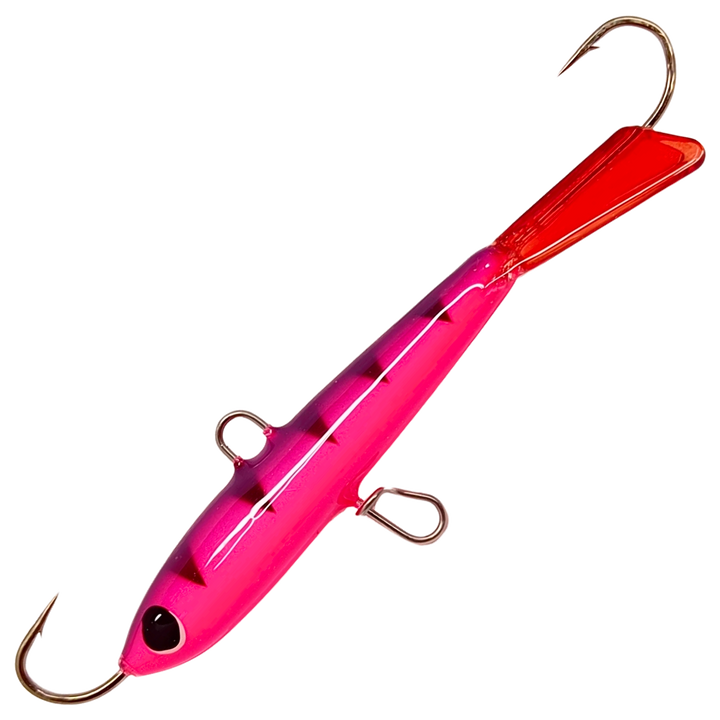 Pilkkipaja Kapten Levypyrstö Tasapaino 83mm 21g, väri Pink Panther: pinkki kylki, tummat raidat, punainen pyrstö