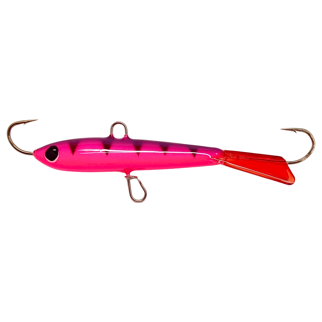 Pilkkipaja Kapten Levypyrstö Tasapaino 83mm 21g Pink Panther sivulta, pää vasemmalla