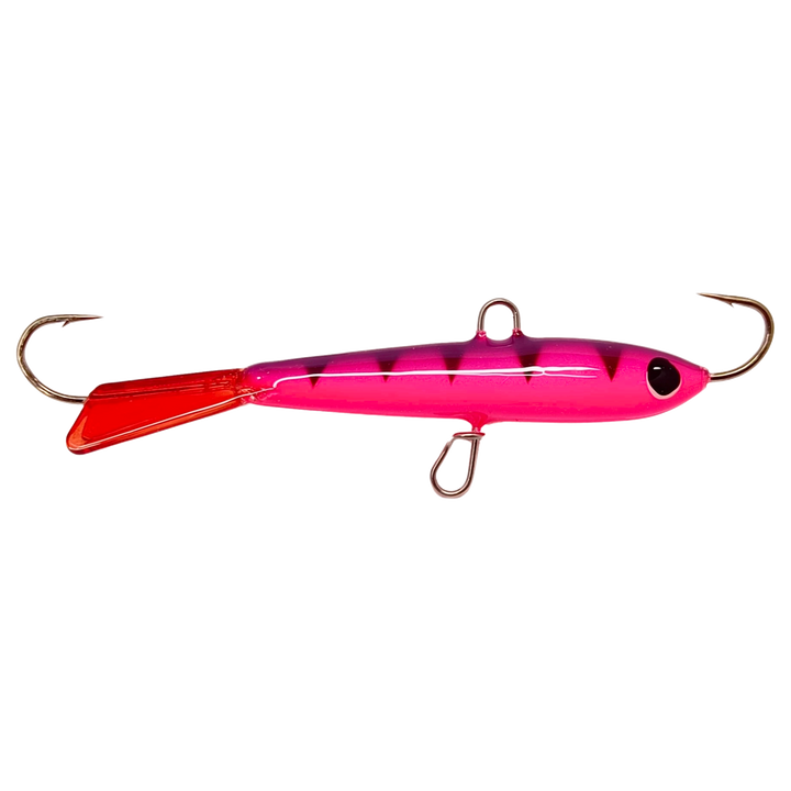 Pilkkipaja Kapten Levypyrstö Tasapaino 83mm 21g Pink Panther sivulta, pää oikealla