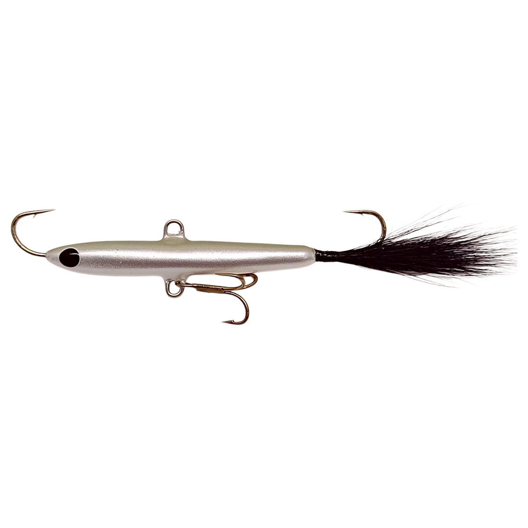 Pilkkipaja Lastu Karvapyrstö Tasapaino 65mm 10g Metallic Kuore sivulta, pää vasemmalla