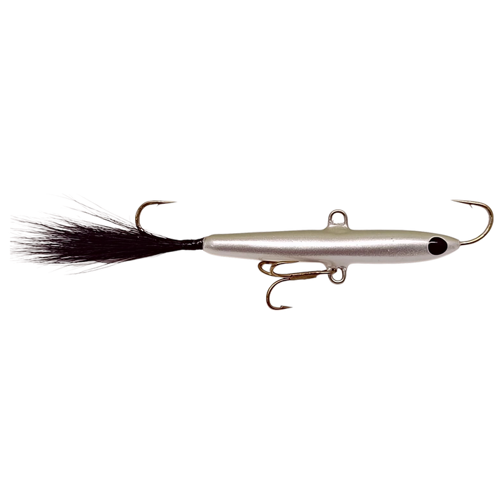 Pilkkipaja Lastu Karvapyrstö Tasapaino 65mm 10g Metallic Kuore sivulta, pää oikealla