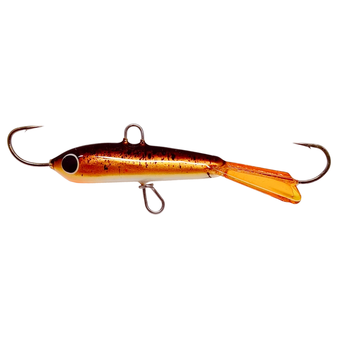 Pilkkipaja Pommi Levypyrstö Tasapaino 78mm 18g Metallic Kiiski sivulta, pää vasemmalla