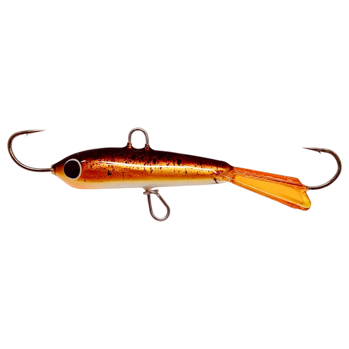 Pilkkipaja Pommi Levypyrstö Tasapaino 78mm 18g Metallic Kiiski sivulta, pää vasemmalla