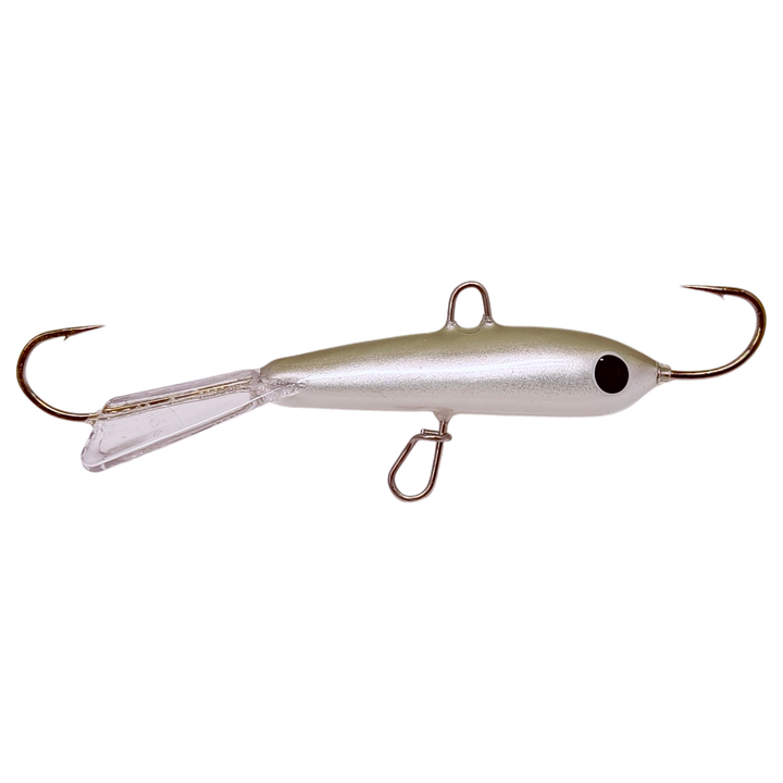 Pilkkipaja Pommi Levypyrstö Tasapaino 78mm 18g Metallic kuore sivulta, pää oikealla