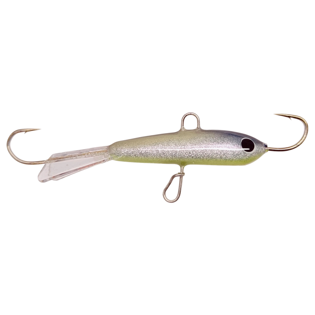 Pilkkipaja Pommi Levypyrstö Tasapaino 78mm 18g Superkuore sivulta, pää oikealla