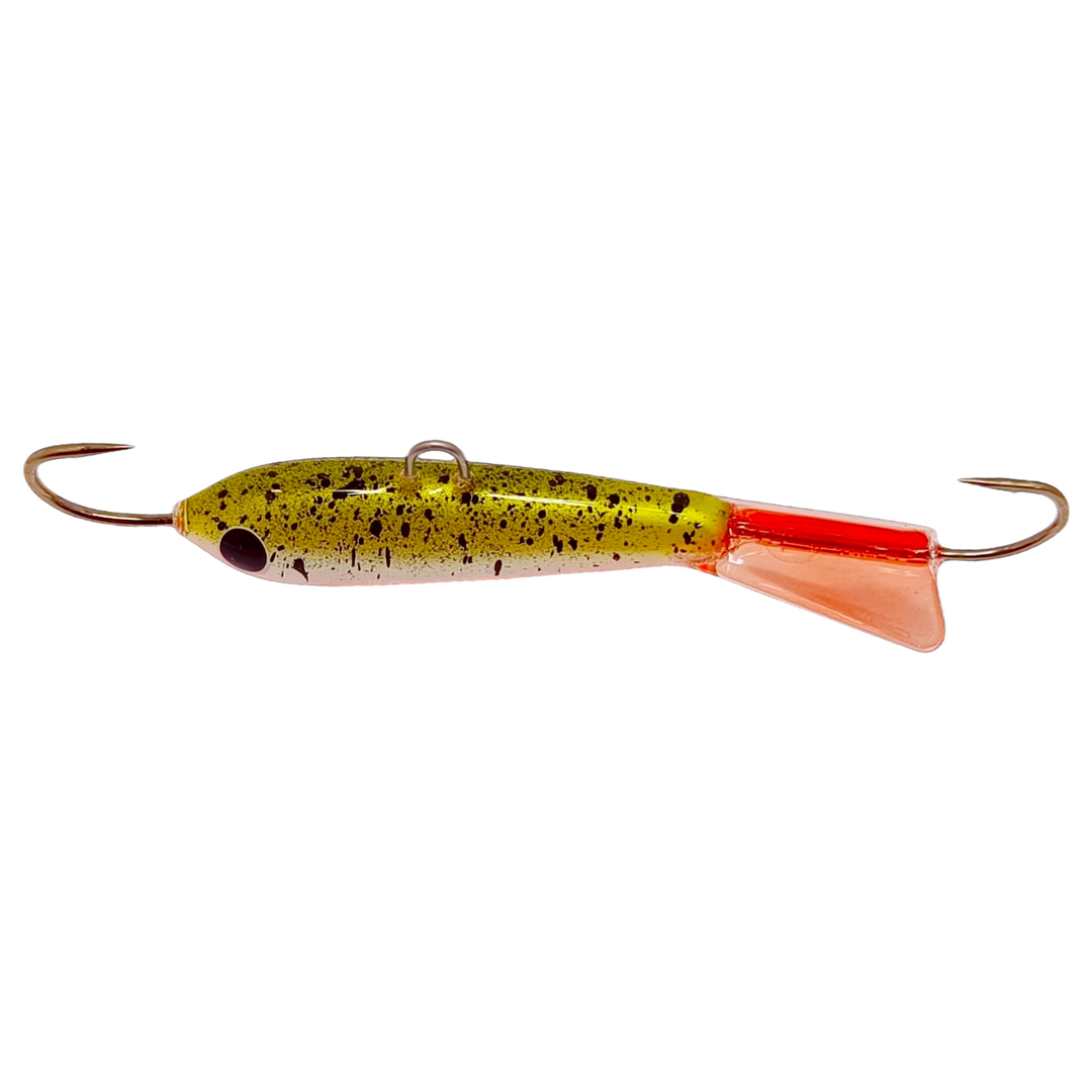 Pilkkipaja Pommi Levypyrstö Tasapaino 78mm 18g Vesimeloni yläpuolelta, pää vasemmalla