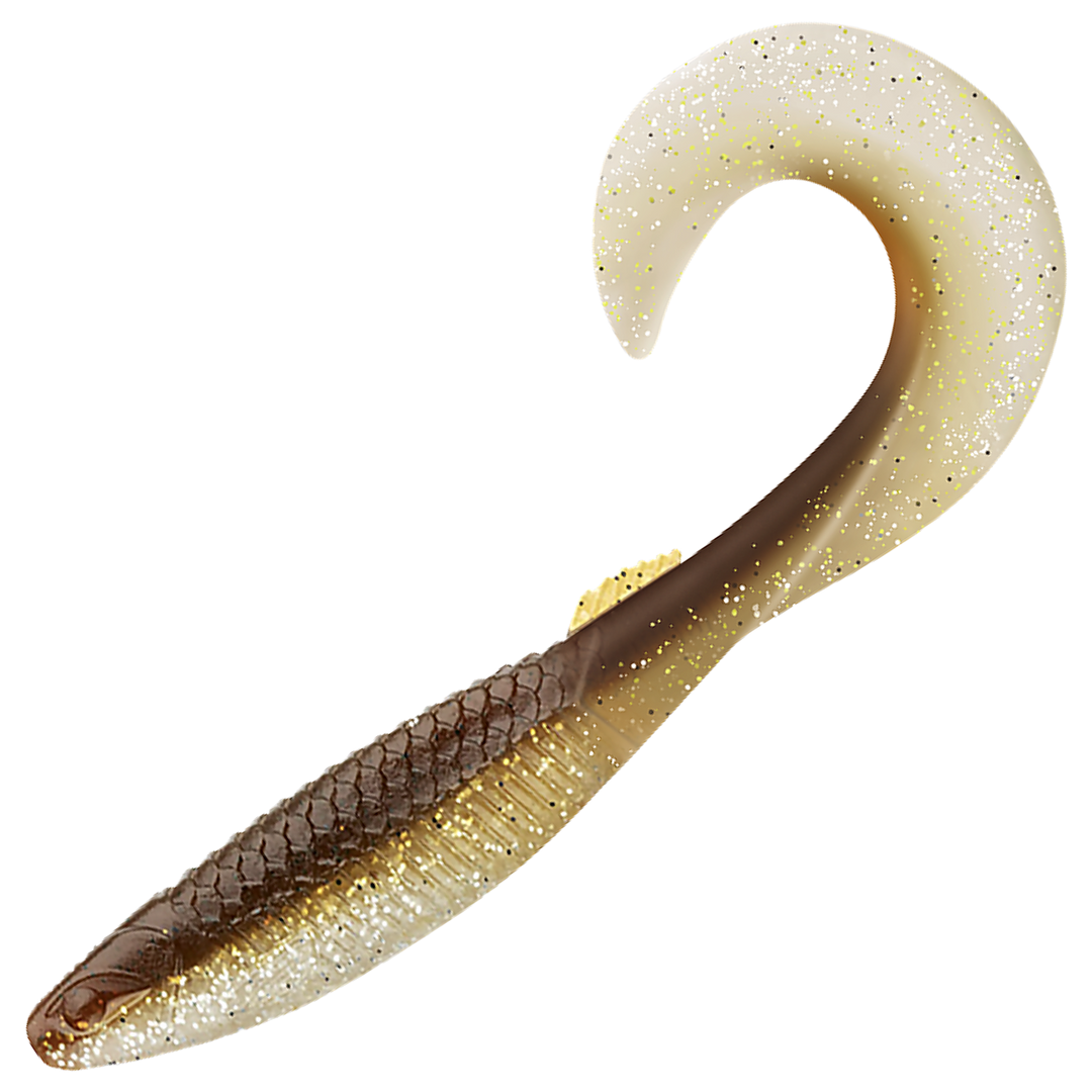 Rapala Crushcity The Curl Jigi 4", väri Brown Silver: ruskea selkä, hopeahileinen kylki ja vaalea pyrstö