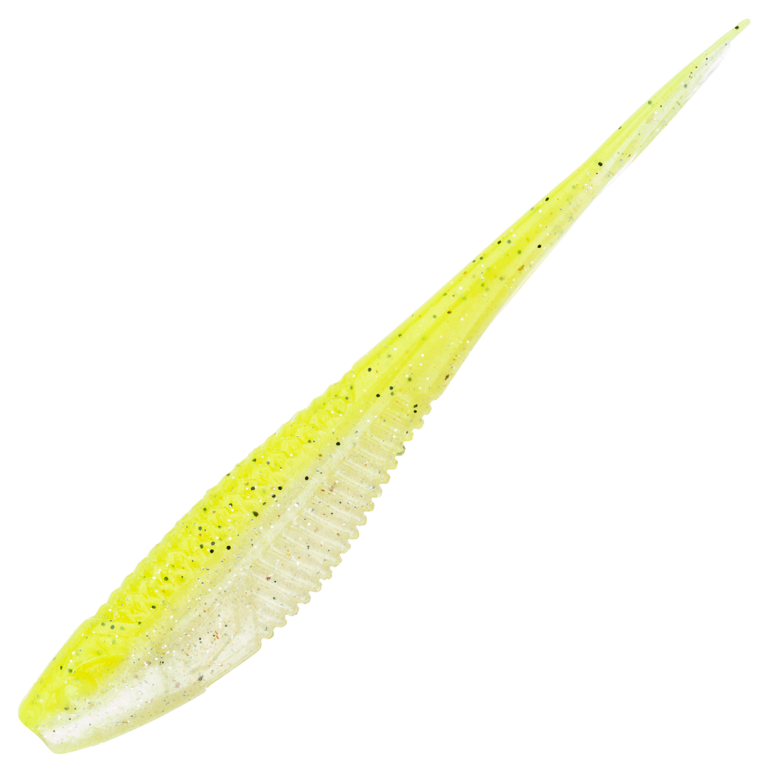 Rapala Crushcity The Jerk Jigi 3.75", väri Neon Pearl: keltavihreä runko ja helmenvalkoinen vatsa