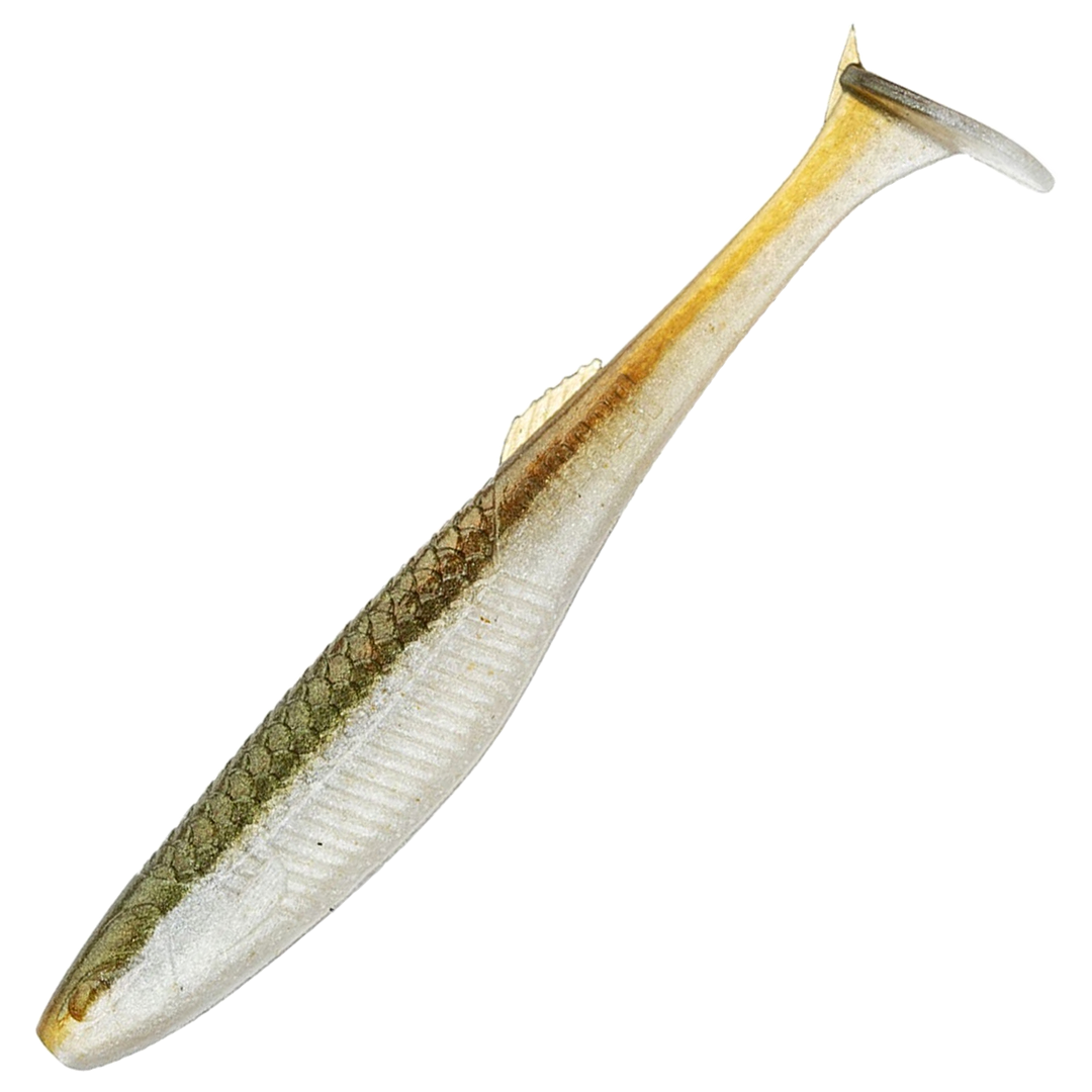 Rapala Crushcity The Kickman Jigi 5", väri Arkansas Shiner: oliivinvihreä selkä, hopeinen kylki ja kellanruskea pyrstö