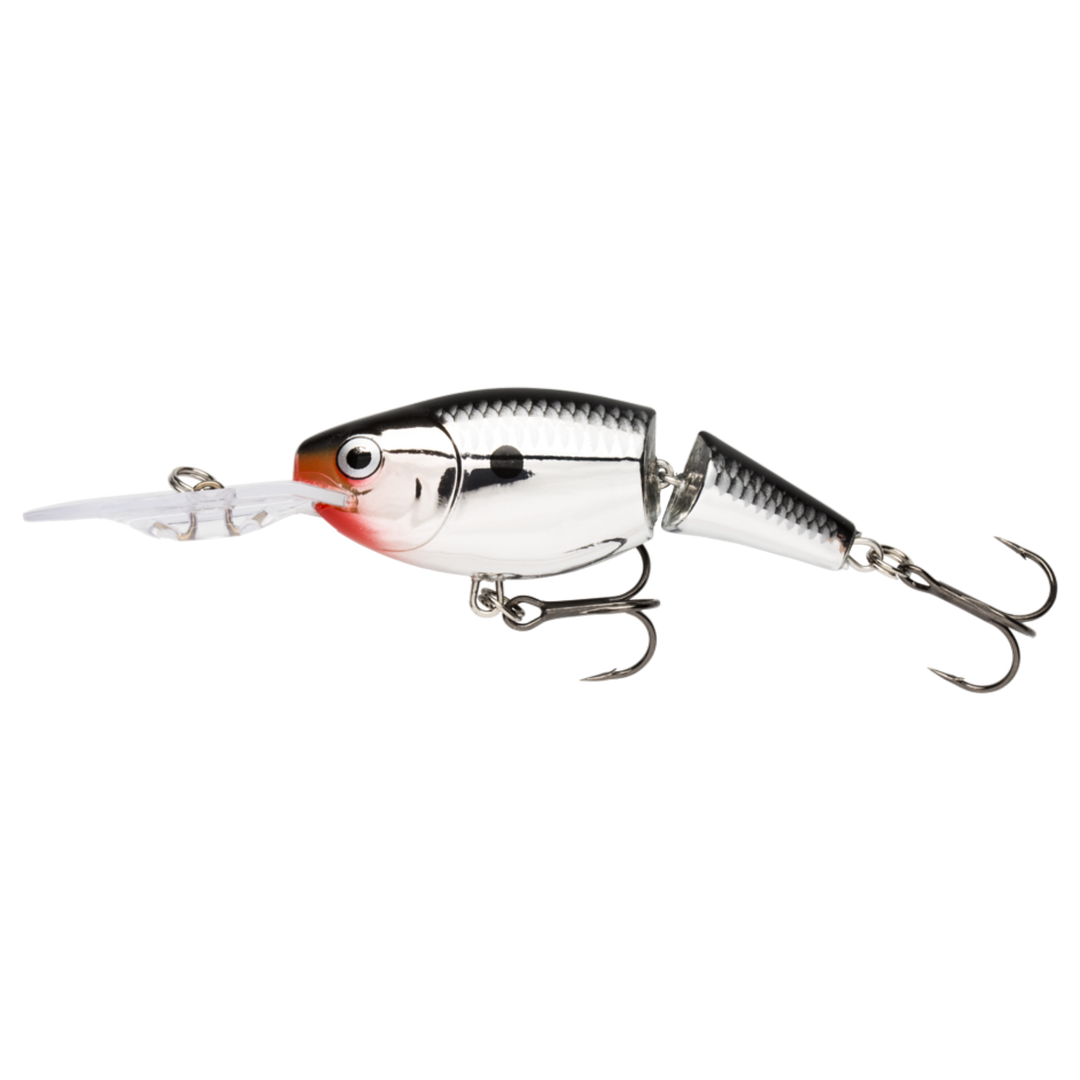 Rapala Jointed Shad Rap Vaappu 5cm 8g Chrome sivulta, pää vasemmalla