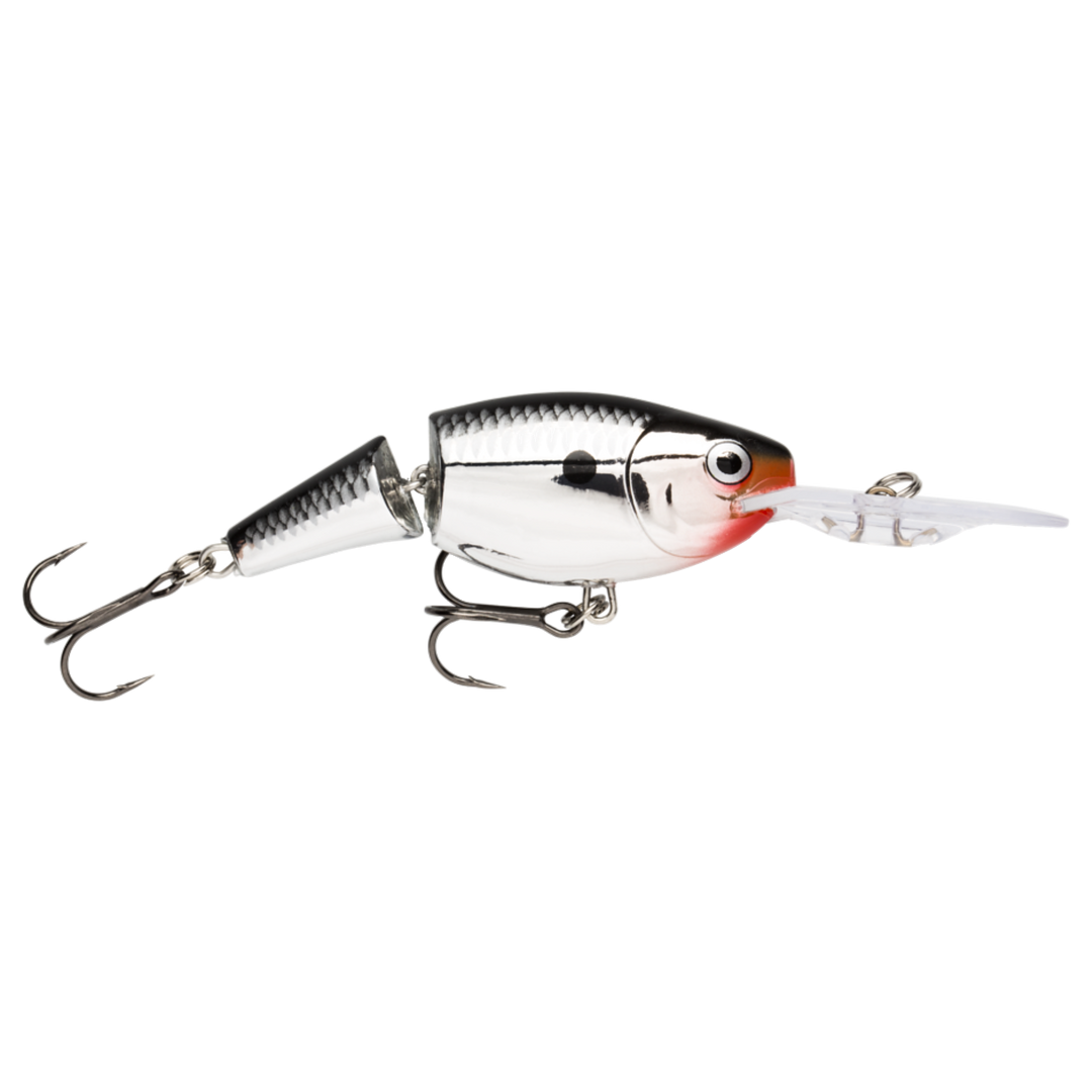 Rapala Jointed Shad Rap Vaappu 5cm 8g Chrome sivulta, pää oikealla