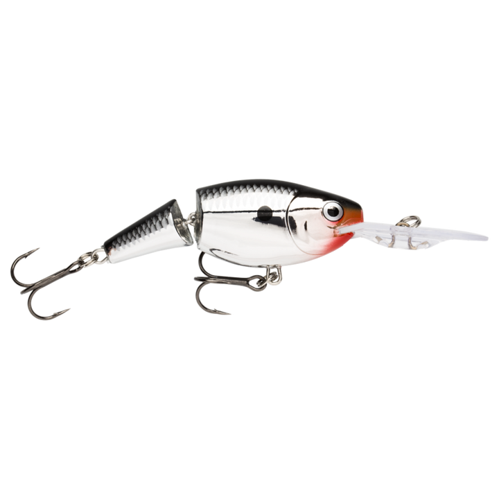 Rapala Jointed Shad Rap Vaappu 5cm 8g Chrome sivulta, pää oikealla