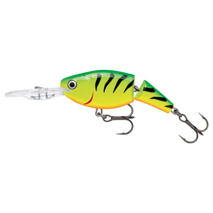 Rapala Jointed Shad Rap Vaappu 5cm 8g Fire Tiger sivulta, pää vasemmalla