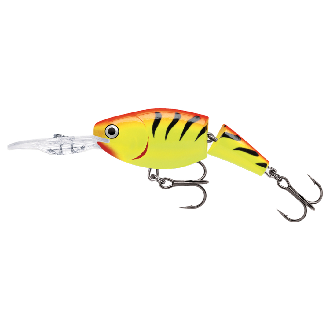 Rapala Jointed Shad Rap Vaappu 5cm 8g Hot Tiger sivulta, pää vasemmalla