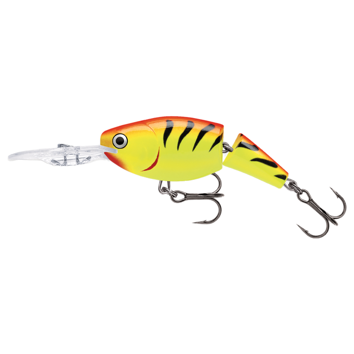 Rapala Jointed Shad Rap Vaappu 5cm 8g Hot Tiger sivulta, pää vasemmalla