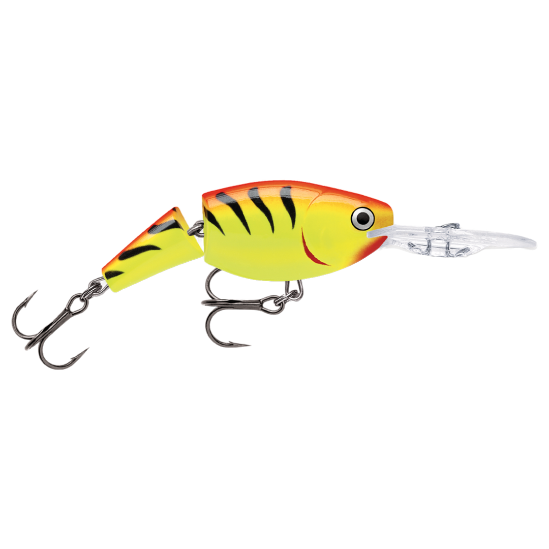 Rapala Jointed Shad Rap Vaappu 5cm 8g Hot Tiger sivulta, pää oikealla