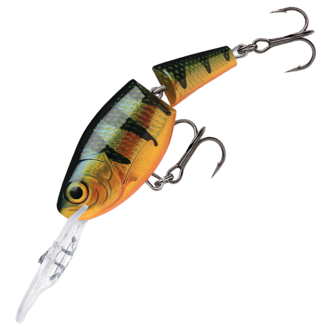 Rapala Jointed Shad Rap Vaappu 5cm 8g, väri Perch: vihreä selkä, tummat poikkiraidat ja oranssi vatsa