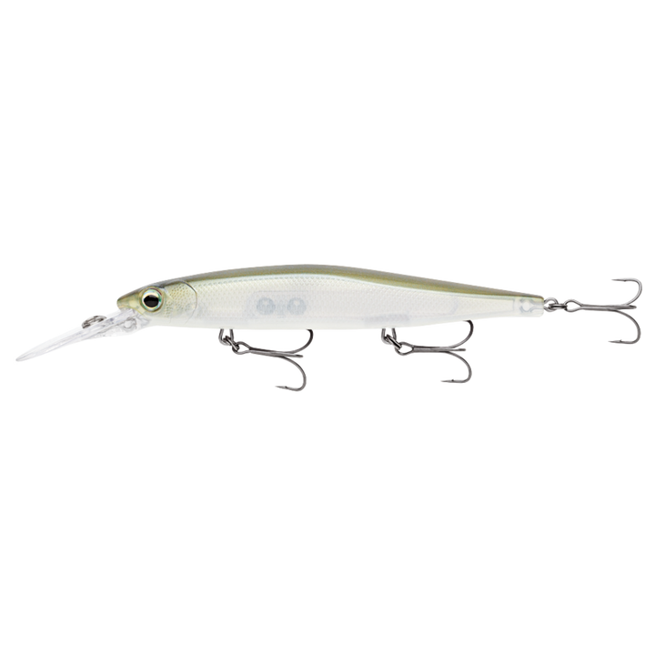Rapala Precision Xtreme Deep Mavrik 11cm 15g Vaappu Ghost Shiner sivulta, pää vasemmalla