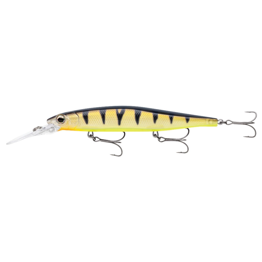 Rapala Precision Xtreme Deep Mavrik 11cm 15g Vaappu Hot Perch sivulta, pää vasemmalla