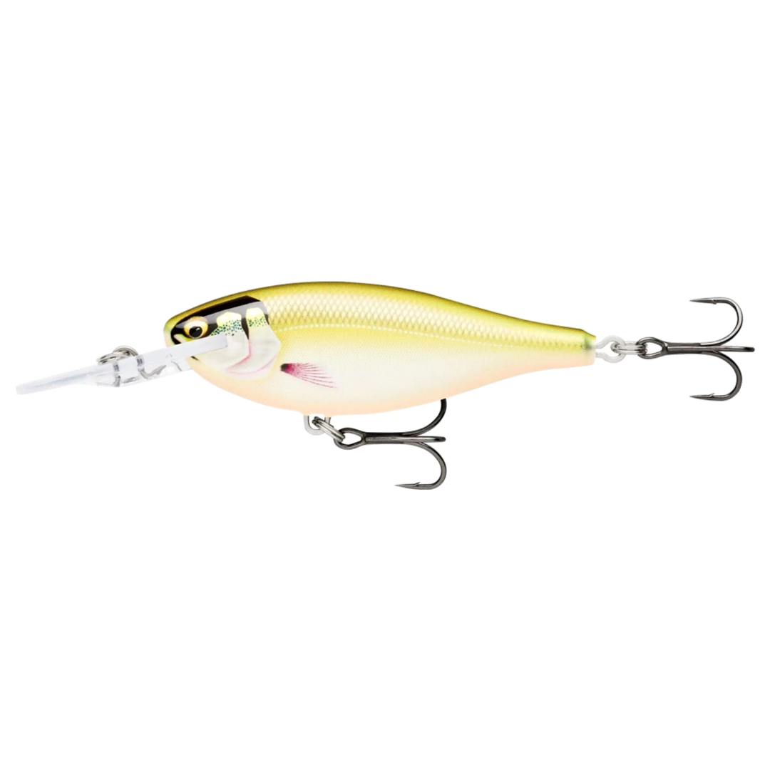 Rapala Shad Rap Elite Vaappu 5.5cm 7g Gilded Haymaker sivulta, pää vasemmalla