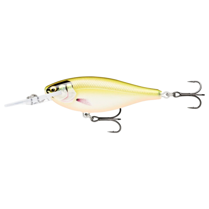 Rapala Shad Rap Elite Vaappu 5.5cm 7g Gilded Haymaker sivulta, pää vasemmalla