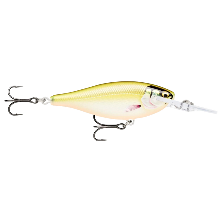 Rapala Shad Rap Elite Vaappu 5.5cm 7g Gilded Haymaker sivulta, pää oikealla