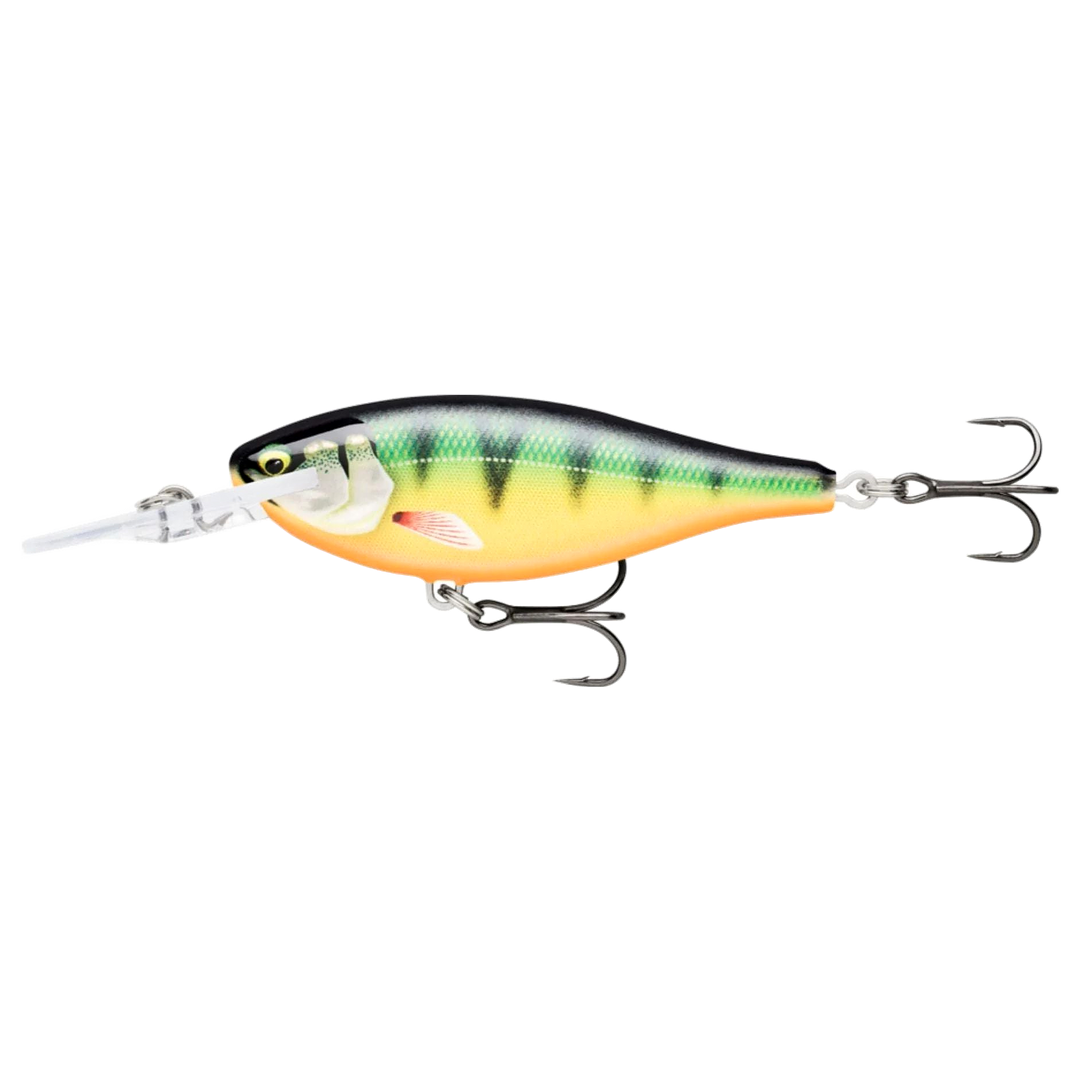 Rapala Shad Rap Elite Vaappu 5.5cm 7g Gilded Perch sivulta, pää vasemmalla