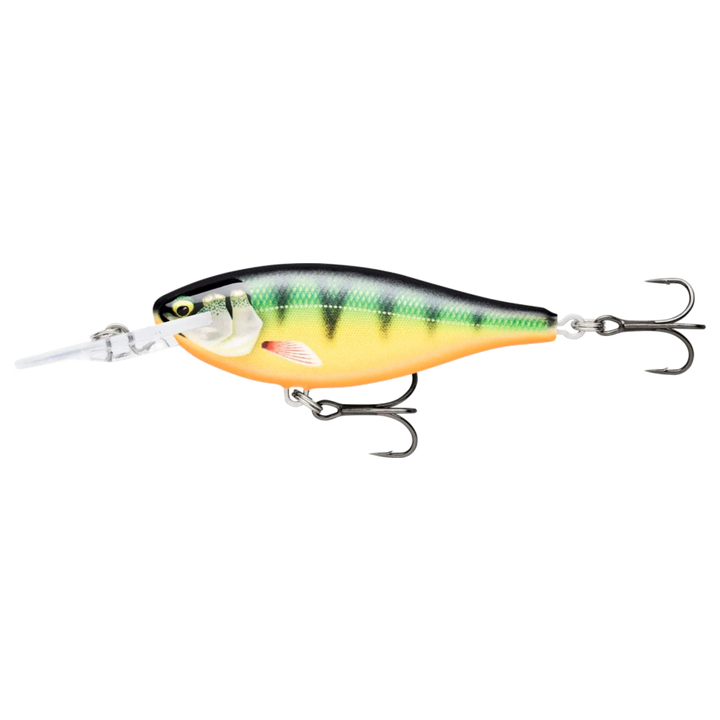 Rapala Shad Rap Elite Vaappu 5.5cm 7g Gilded Perch sivulta, pää vasemmalla