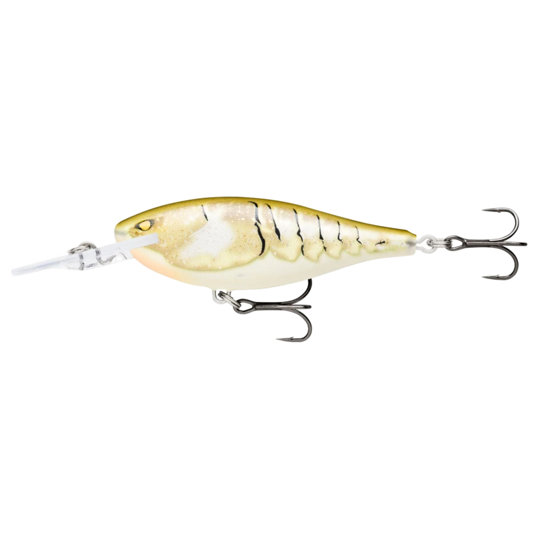 Rapala Shad Rap Elite Vaappu 5.5cm 7g Plated Bone Craw sivulta, pää vasemmalla