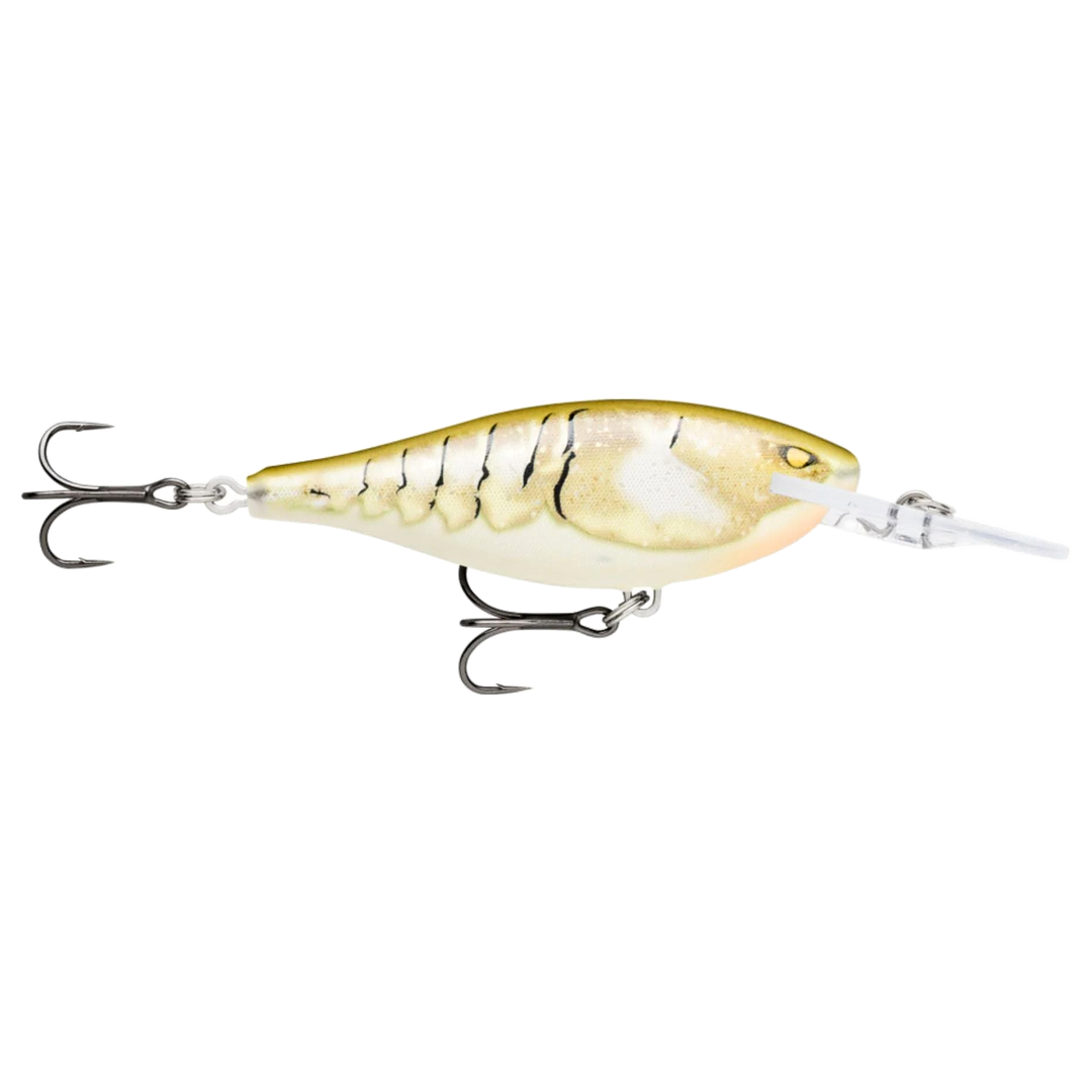 Rapala Shad Rap Elite Vaappu 5.5cm 7g Plated Bone Craw sivulta, pää oikealla