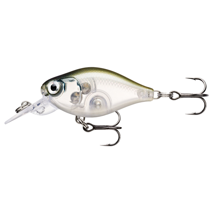 Rapala X-Light Crank Mid Runner Kelluva Vaappu 3,5cm 4g Ghost Shiner (GHSH) sivulta, pää vasemmalla