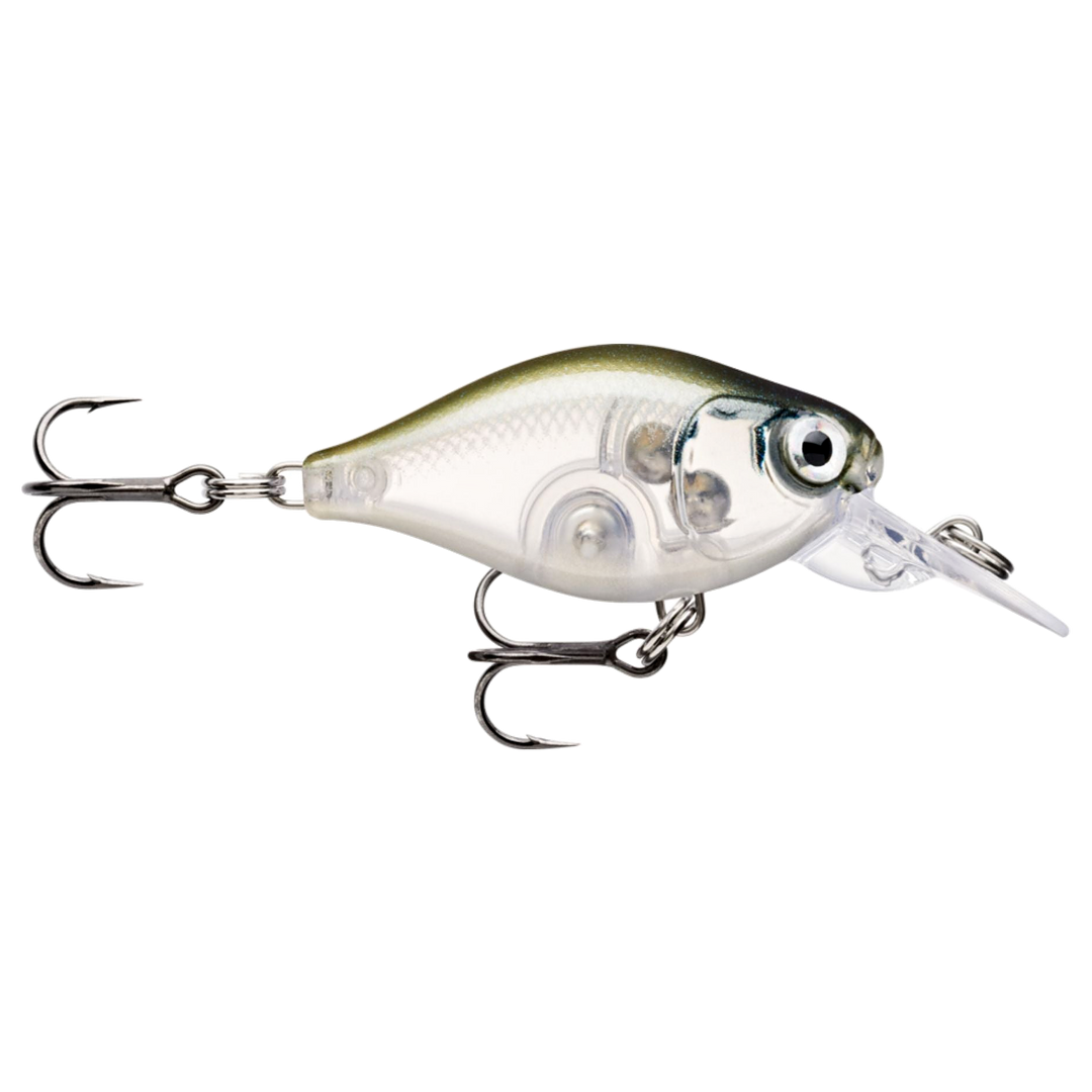 Rapala X-Light Crank Mid Runner Kelluva Vaappu 3,5cm 4g Ghost Shiner (GHSH) sivulta, pää oikealla