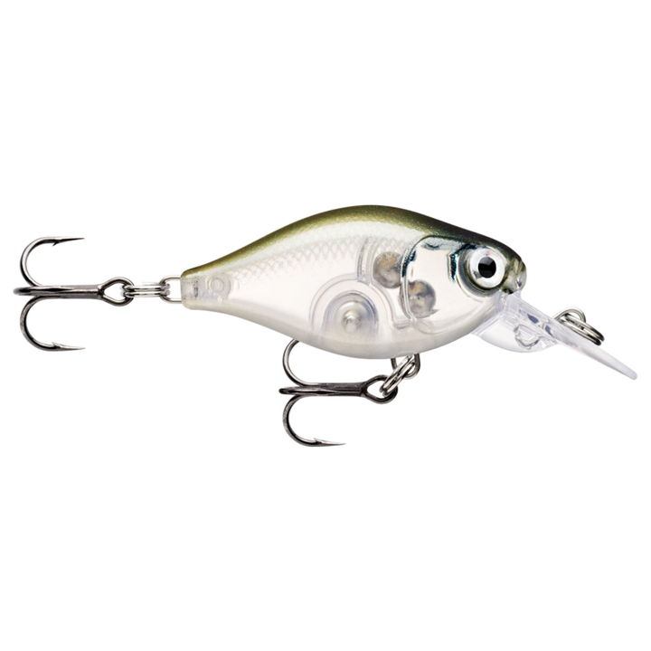Rapala X-Light Crank Mid Runner Kelluva Vaappu 3,5cm 4g Ghost Shiner (GHSH) sivulta, pää oikealla