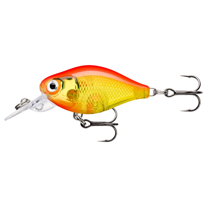 Rapala X-Light Crank Mid Runner Kelluva Vaappu 3,5cm 4g Gold Fluorescent Red (GFR) sivulta, pää vasemmalla