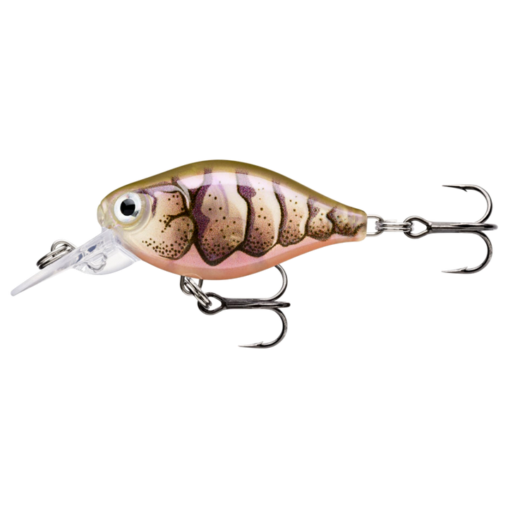 Rapala X-Light Crank Mid Runner Kelluva Vaappu 3,5cm 4g Purple Prawn UV (PUPU) sivulta, pää vasemmalla