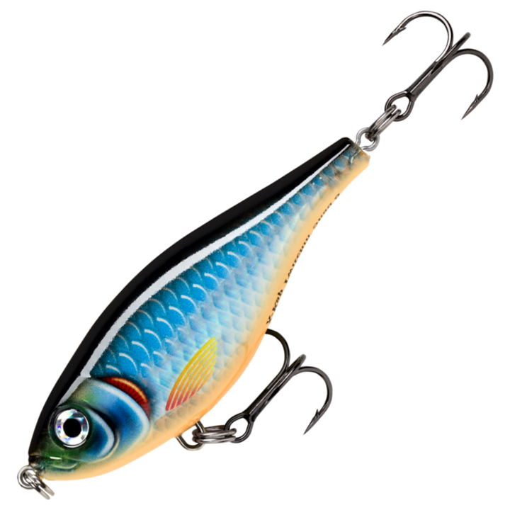 Rapala X-Rap Twitchin´ Shad Vaappu 8cm 13g, väri BGH: musta selkä, sininen suomukuvio ja oranssi vatsa