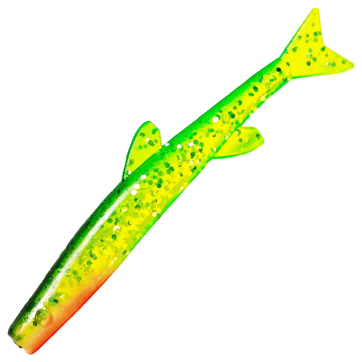 Ruthless Orka Small Fish Jigi 10cm, väri FB: vihreä selkä, kellanvihreä kylki ja oranssi vatsa