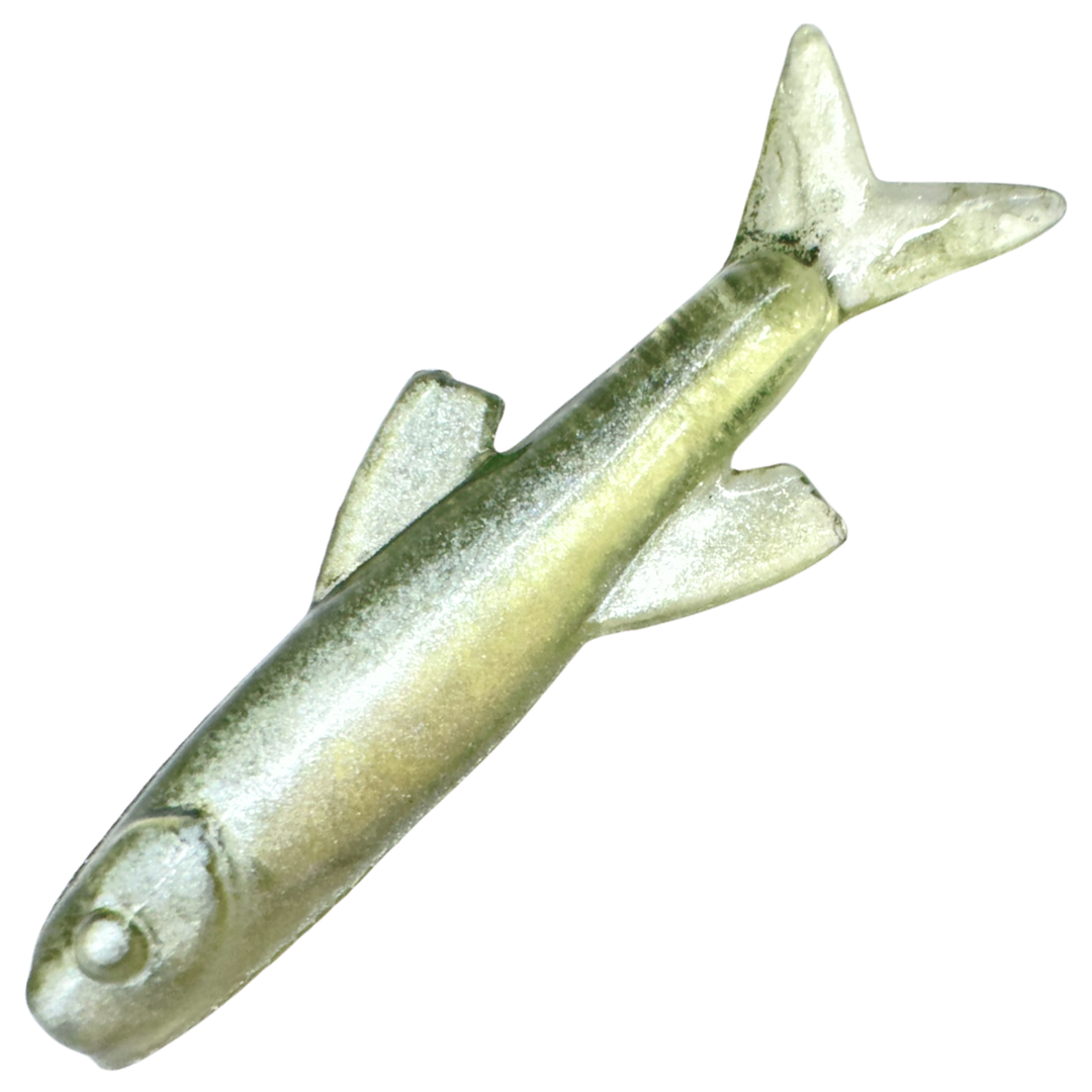 Ruthless Orka Small Fish Jigi 3cm, väri TR4: oliivinharmaa runko ja läpikuultava pyrstö