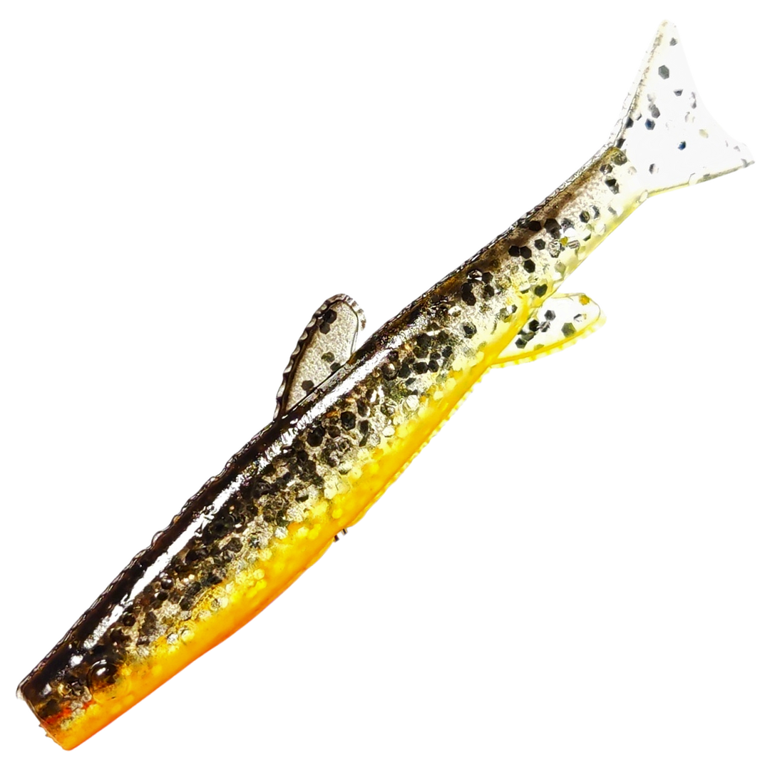 Ruthless Orka Small Fish Jigi 5cm, väri SFBO: ruskea selkä, keltainen vatsa ja mustat pilkut